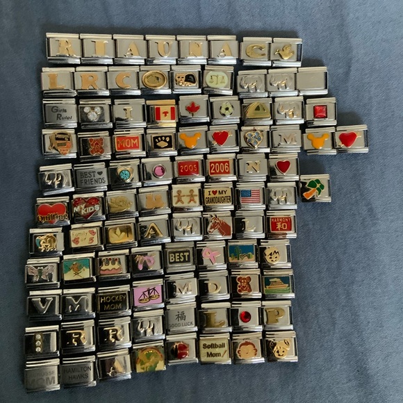 Vintage Y2K Italian Charm Bracelet Link Charms Stainless Steel stretch Silver - Picture 4 of 8